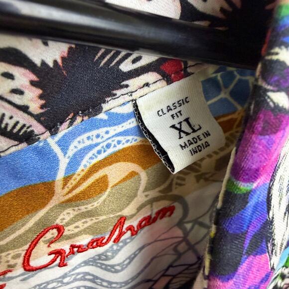 Robert Graham Brenham Shirt Mens XL Multi Floral Short Sleeve Button Up Cotton - Picture 10 of 11